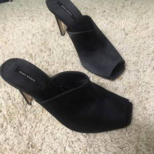 NWT Zara peep toe high heels mule sandals